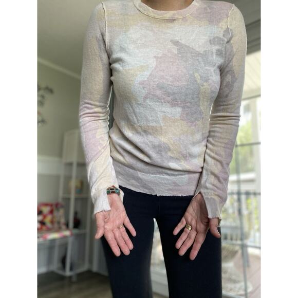 ZADIG & VOLTAIRE 100% Cashmere Pastel Camo Pullover Sweater L - Picture 2 of 13